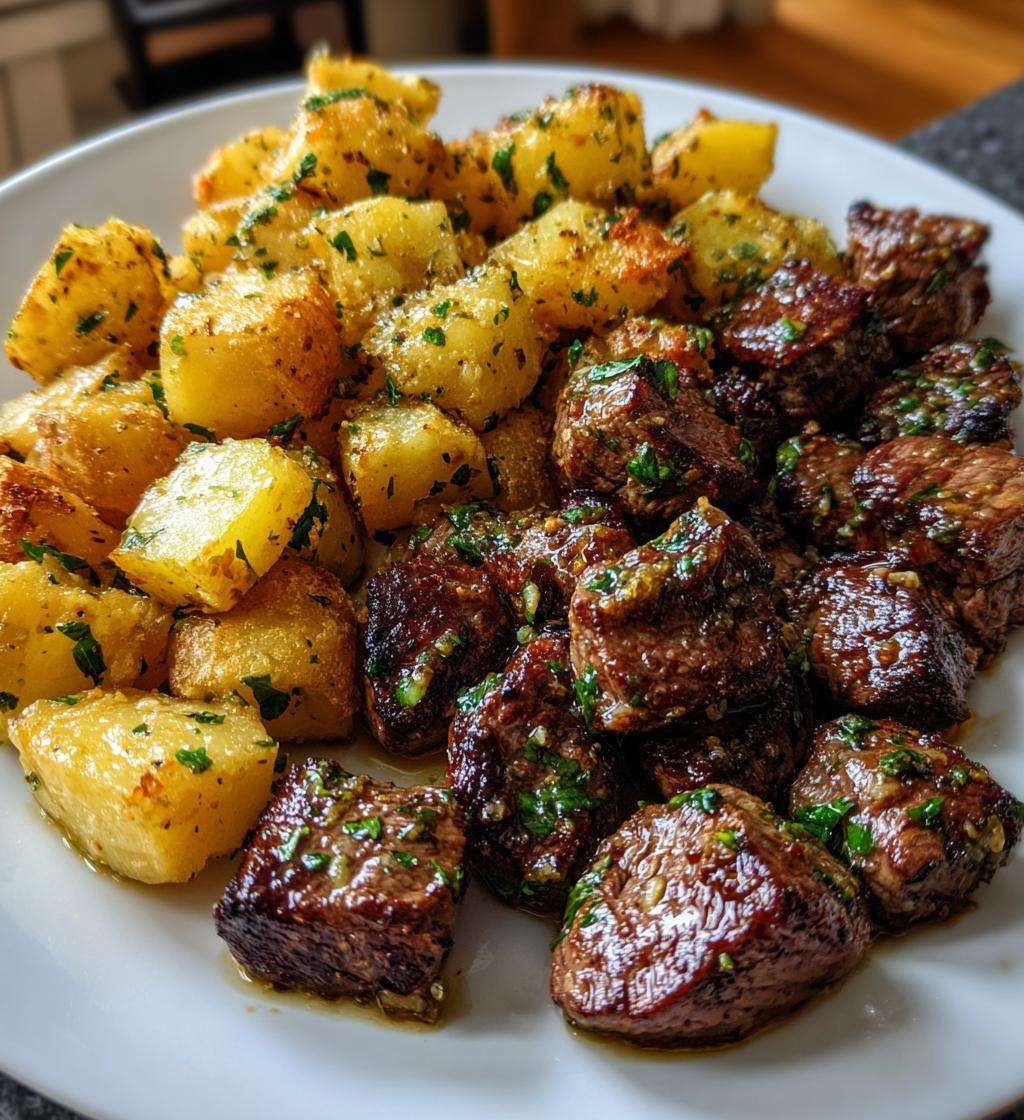 Garlic Butter Steak Bites with Crispy Potatoes