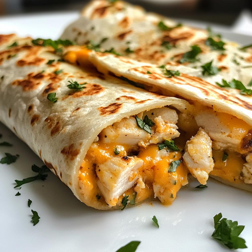 Garlic Chicken Wraps with Cheese Filling