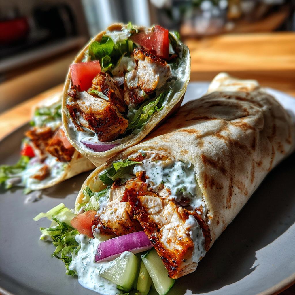 Greek Chicken Souvlaki Wrap