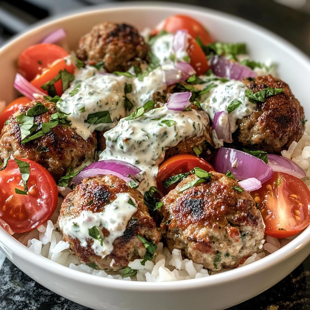Greek Meatball Bowl with Tzatziki