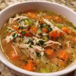 Hearty Chicken Soup, featuring tender shredded chicken,