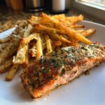 Herb-Crusted Salmon with Crispy Parmesan Fries