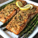 Irresistibly Crispy Parmesan Salmon Bake with Roasted Asparagus