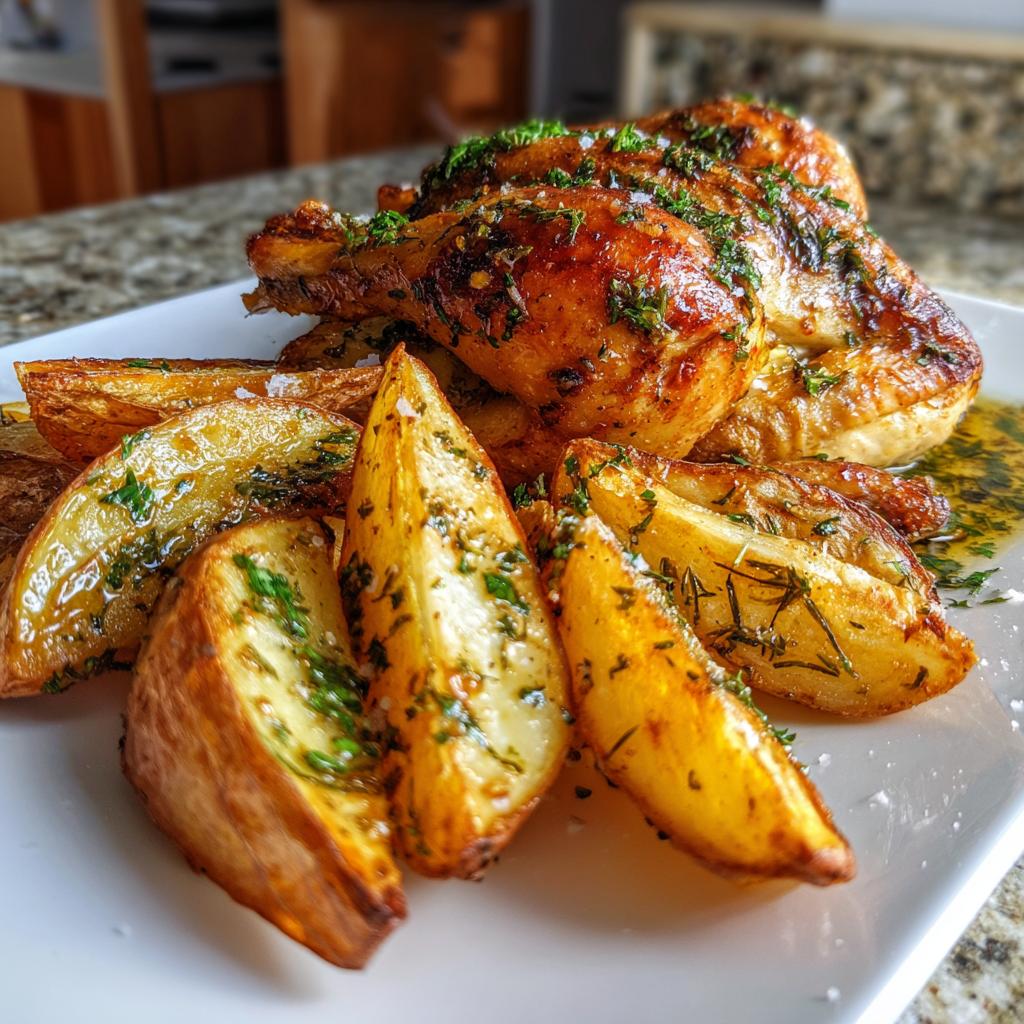 Lemon Herb Chicken with Crispy Potato Wedges