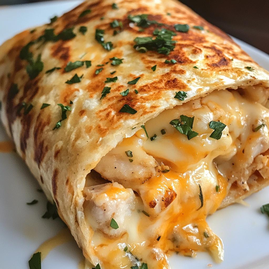 Melty Garlic Chicken Wraps with Cheese