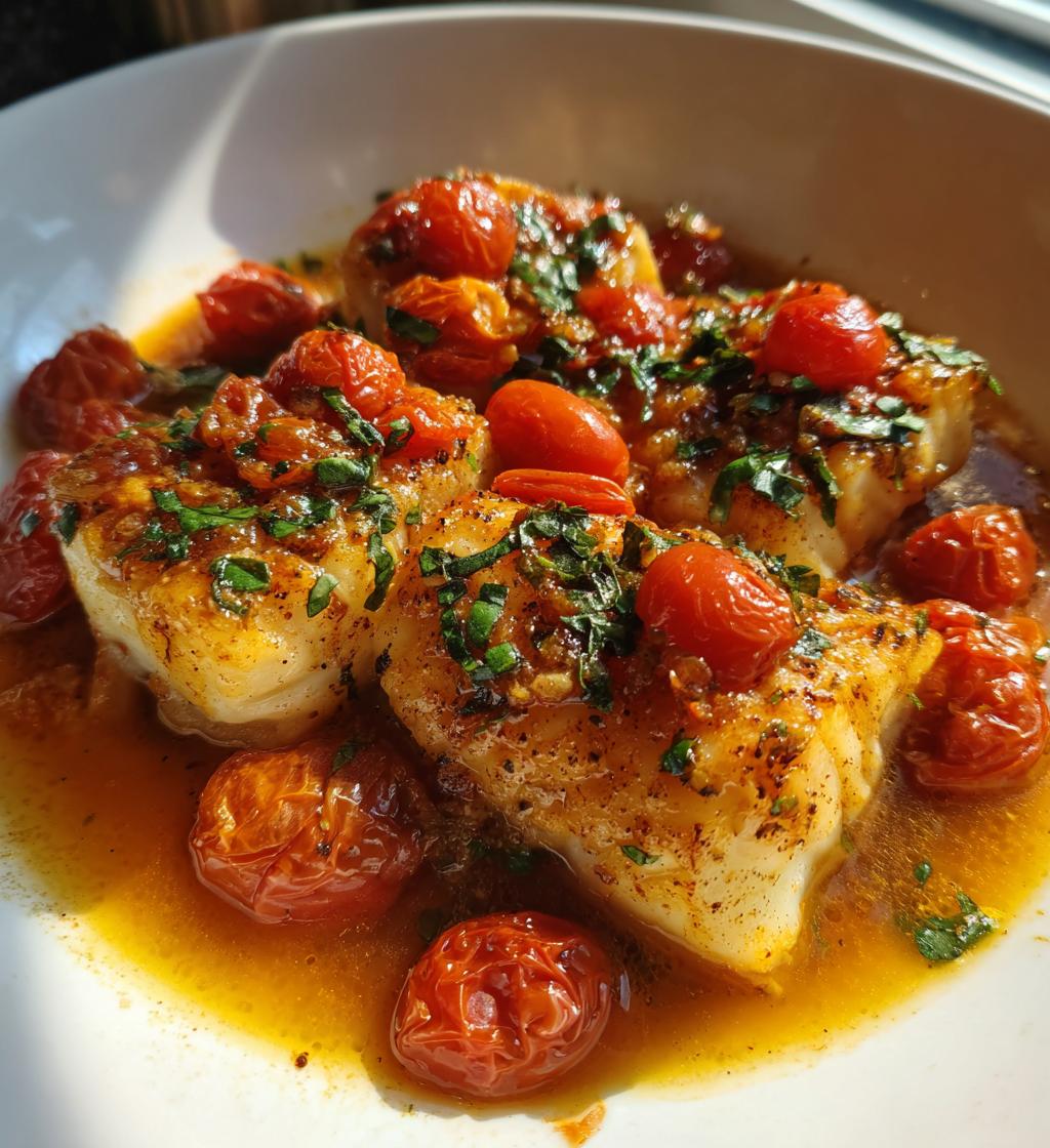Pan-Seared Mediterranean Cod in Tomato Basil Sauce