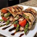 Quick & Easy Healthy Bruschetta Chicken Wraps with Grilled Asparagus