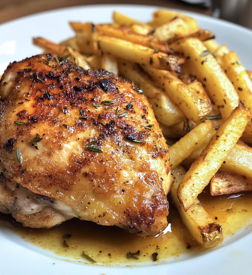 Rosemary Apple Cider Chicken with Crispy Fries