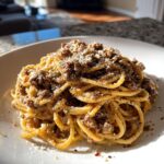 Savory Garlic Butter Ground Beef Linguine in Creamy Parmesan Sauce