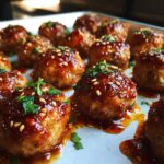 Sheet Pan Sesame Ginger Chicken Meatballs with Sweet Chili Glaze