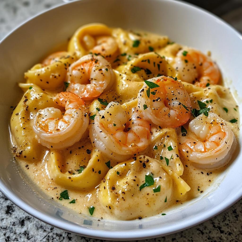 Shrimp Tortellini with Lemon Garlic Cream Sauce