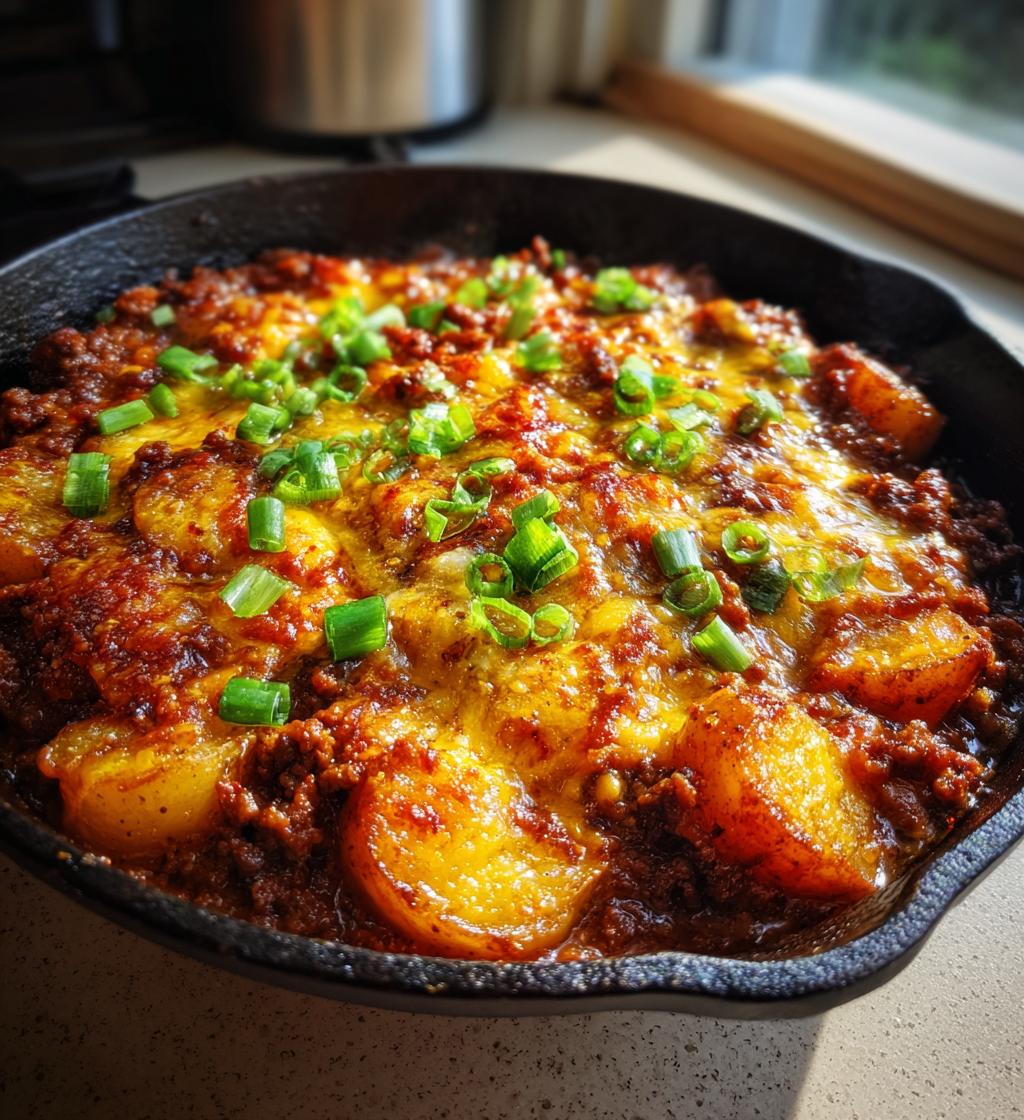 Sloppy Joe Potato Skillet .