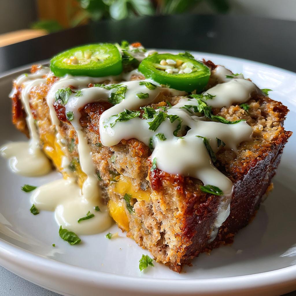 Smoky Jalapeño Popper Meatloaf with Creamy Ranch Drizzle