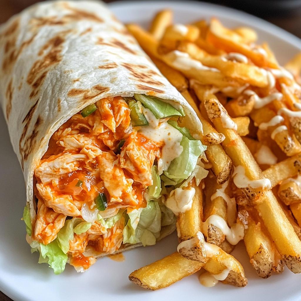 Spicy Buffalo Chicken Wraps with Golden Fries