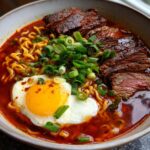 Spicy Korean Ramen with Grilled Beef