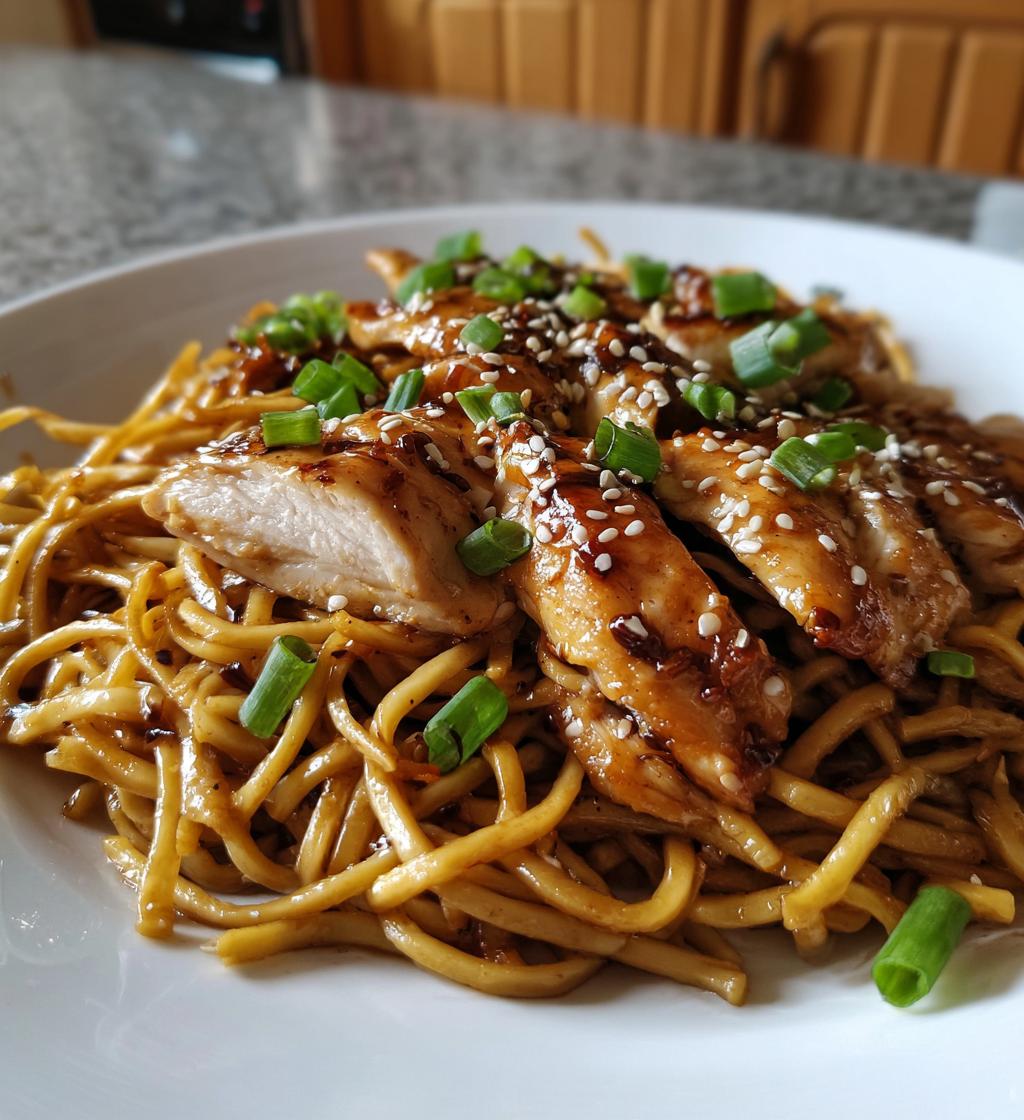 Sticky Garlic Chicken Noodles