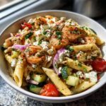 Summer Pasta Salad with Spicy Feta and Shrimp