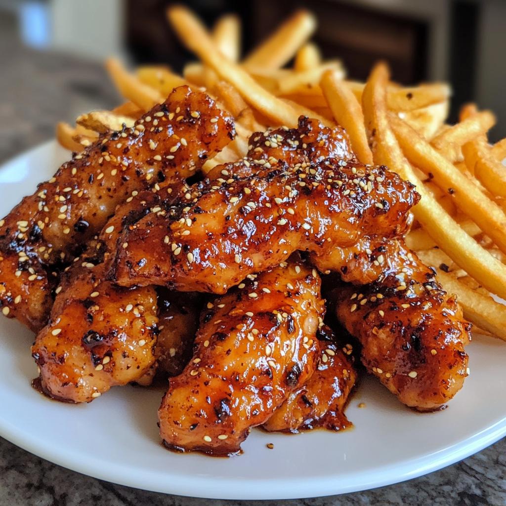Sweet and Spicy Honey Chicken with Golden Fries