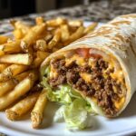 Taco Melts: Homemade Taco Bell Beefy Melt Burrito Copycat with Golden Fries