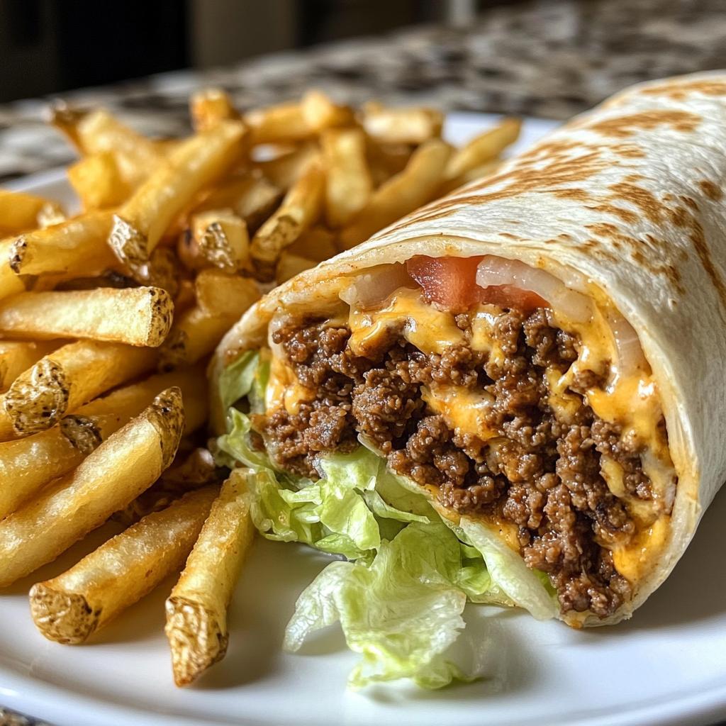 Taco Melts: Homemade Taco Bell Beefy Melt Burrito Copycat with Golden Fries