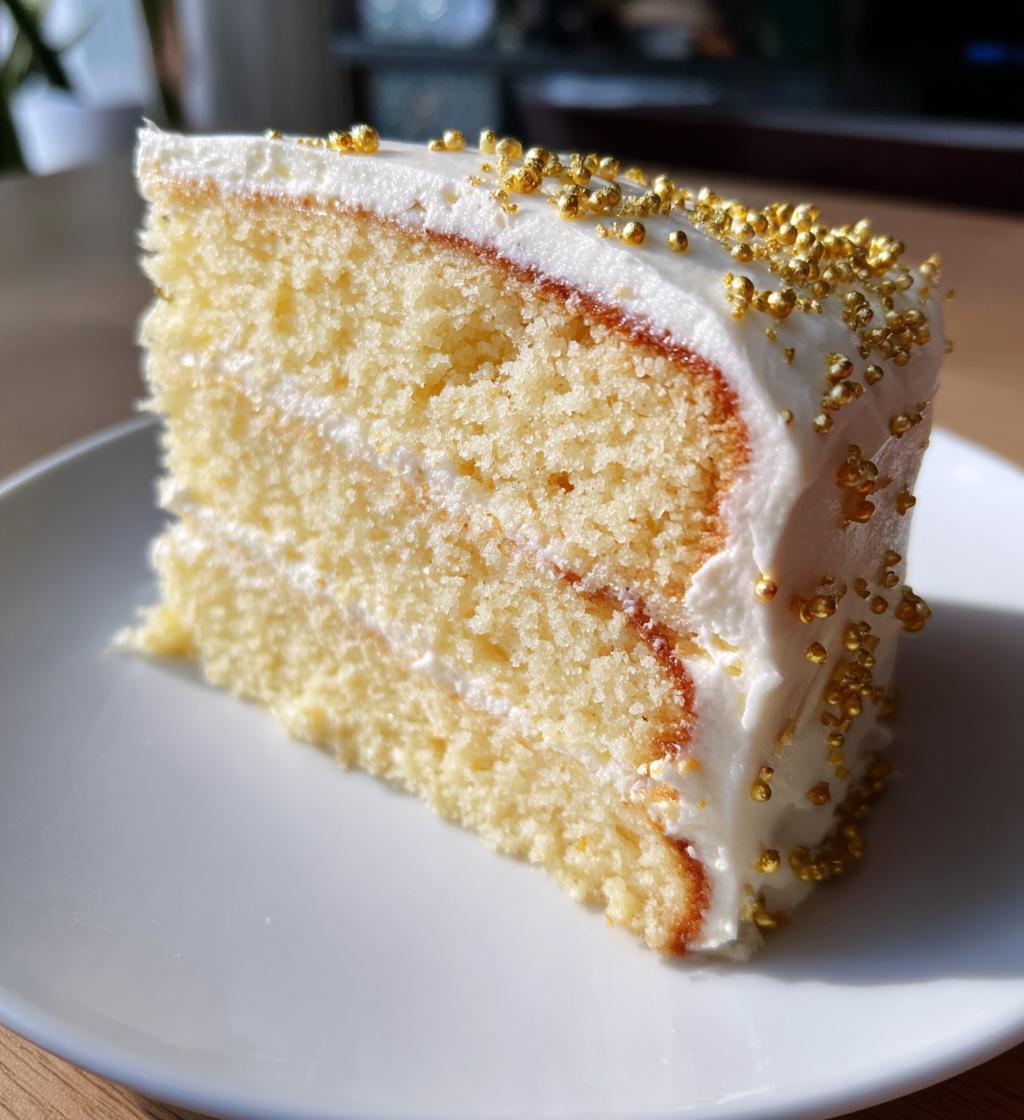 Vanilla Buttercream Celebration Cake with Gold Sprinkles