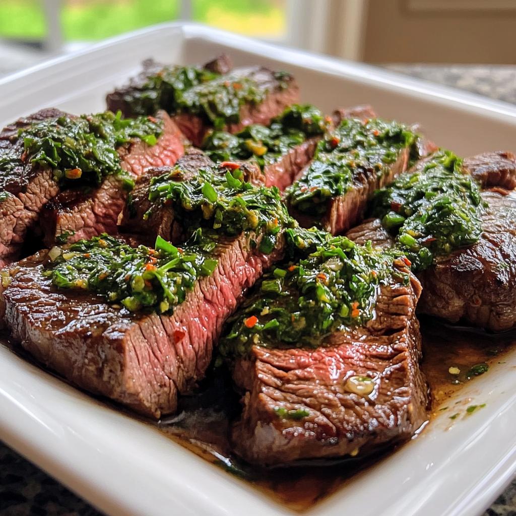 Air Fryer Beef with Chimichurri Sauce