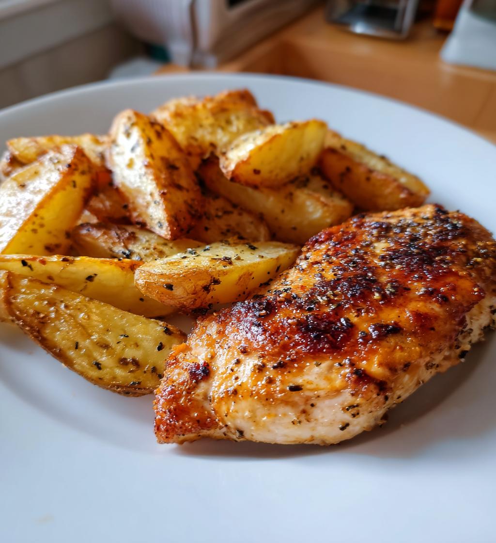 Air Fryer Boneless Chicken & Potato Wedges