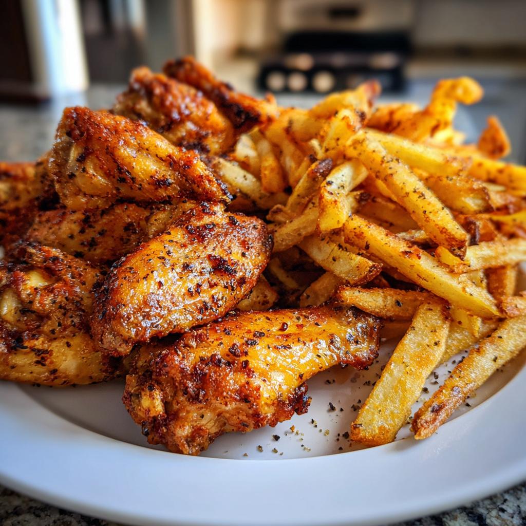 Crispy Air Fryer Chicken Wings and Fries in 30 Minutes