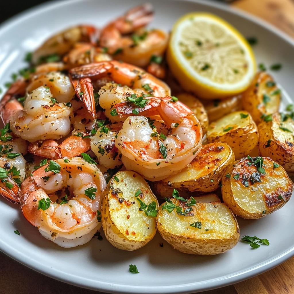 35-Minute Air Fryer Garlic Shrimp with Heavenly Lemon Potatoes
