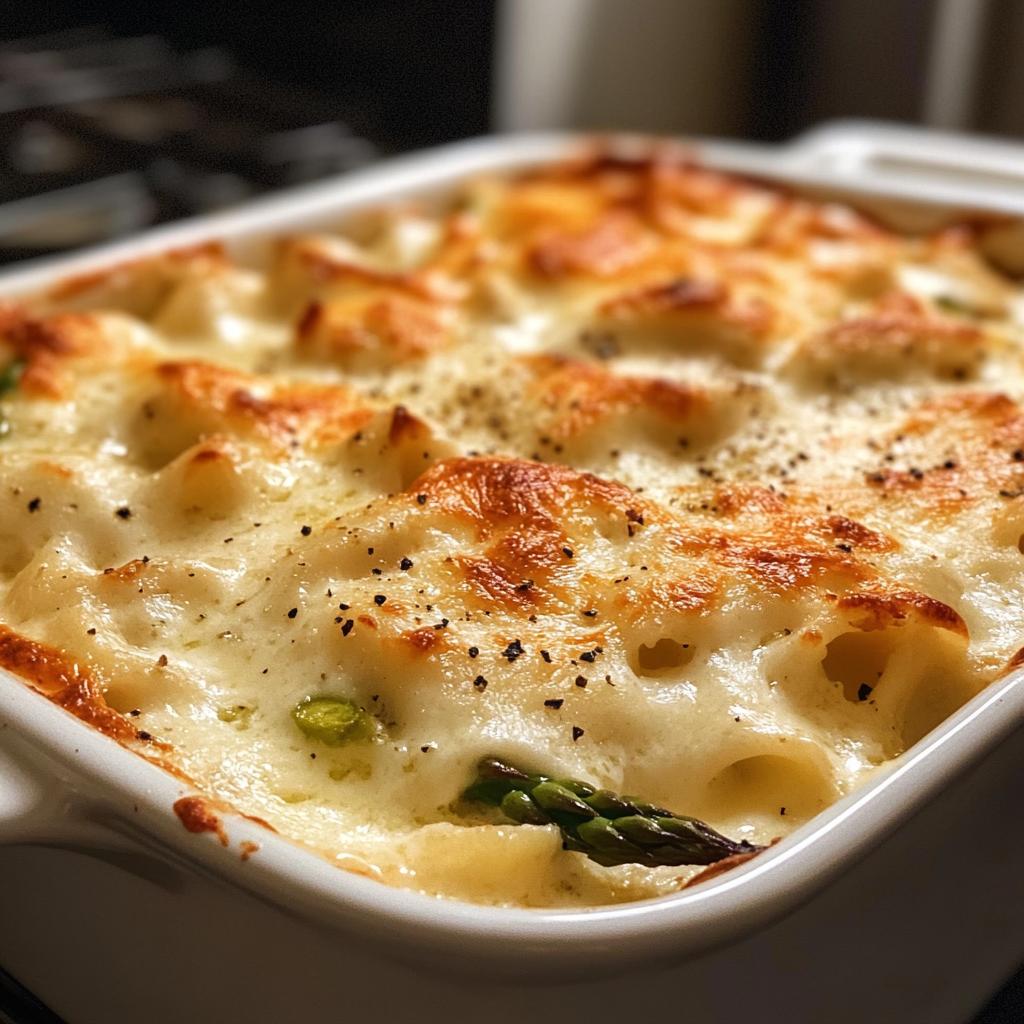 Asparagus and Chicken Alfredo Bake