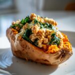 Baked Sweet Potato with Ground Turkey and Spinach