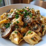 Beef Tortellini with Cheese and Mushroom Sauce