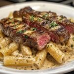 Cheesy Cajun Garlic Butter Steak with Creamy Rigatoni