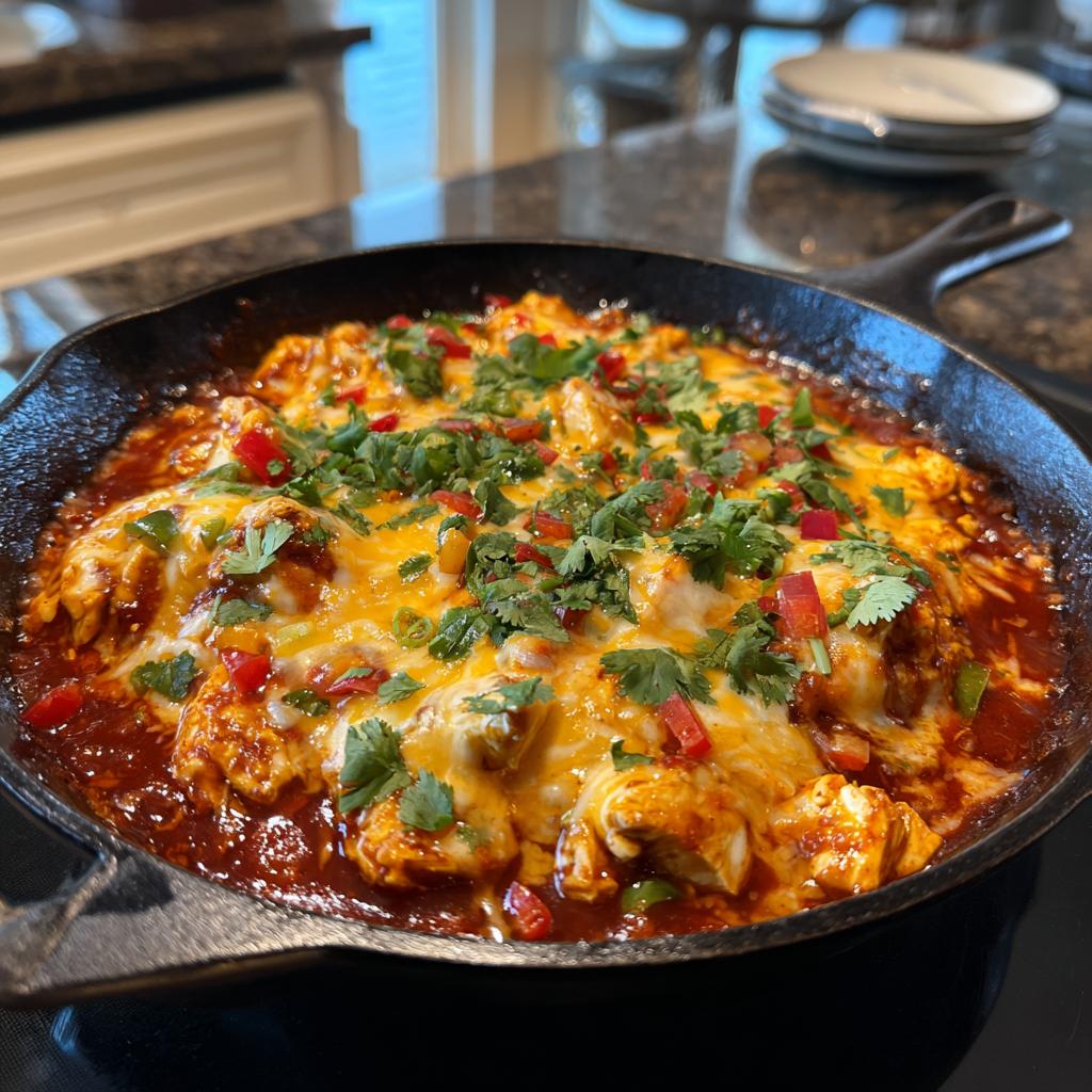Cheesy Chicken Enchilada Skillet