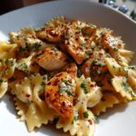 Cheesy Garlic Butter Chicken Bowties with Mozzarella Cream Sauce