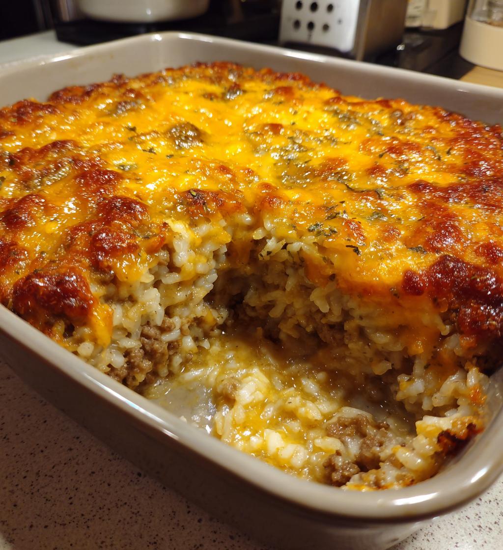 Cheesy Ground Beef Rice Casserole Family Favorite