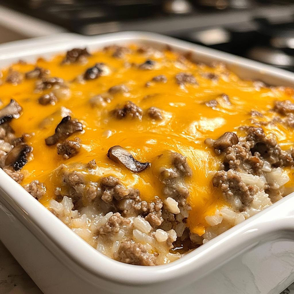 Cheesy Ground Beef and Rice Casserole
