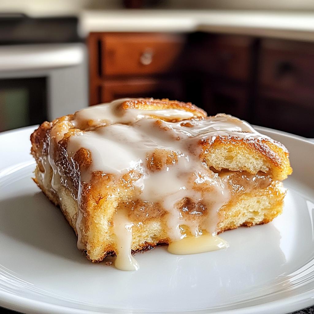Cinnamon Roll French Toast Bake with Cream Cheese Drizzle