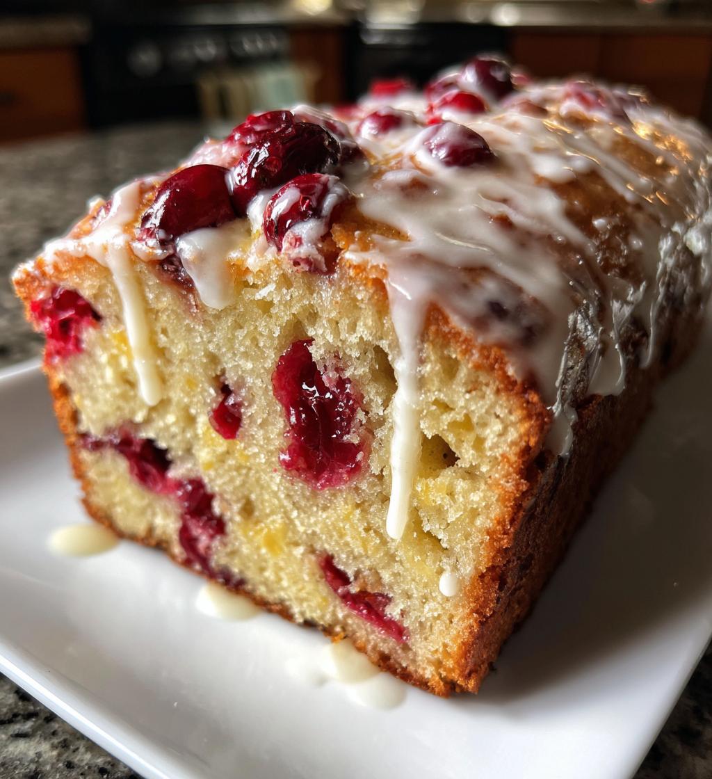 Cranberry Orange Bread with Sweet Vanilla Glaze