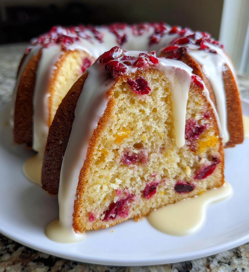 Cranberry Orange Bundt Cake with Citrus Icing