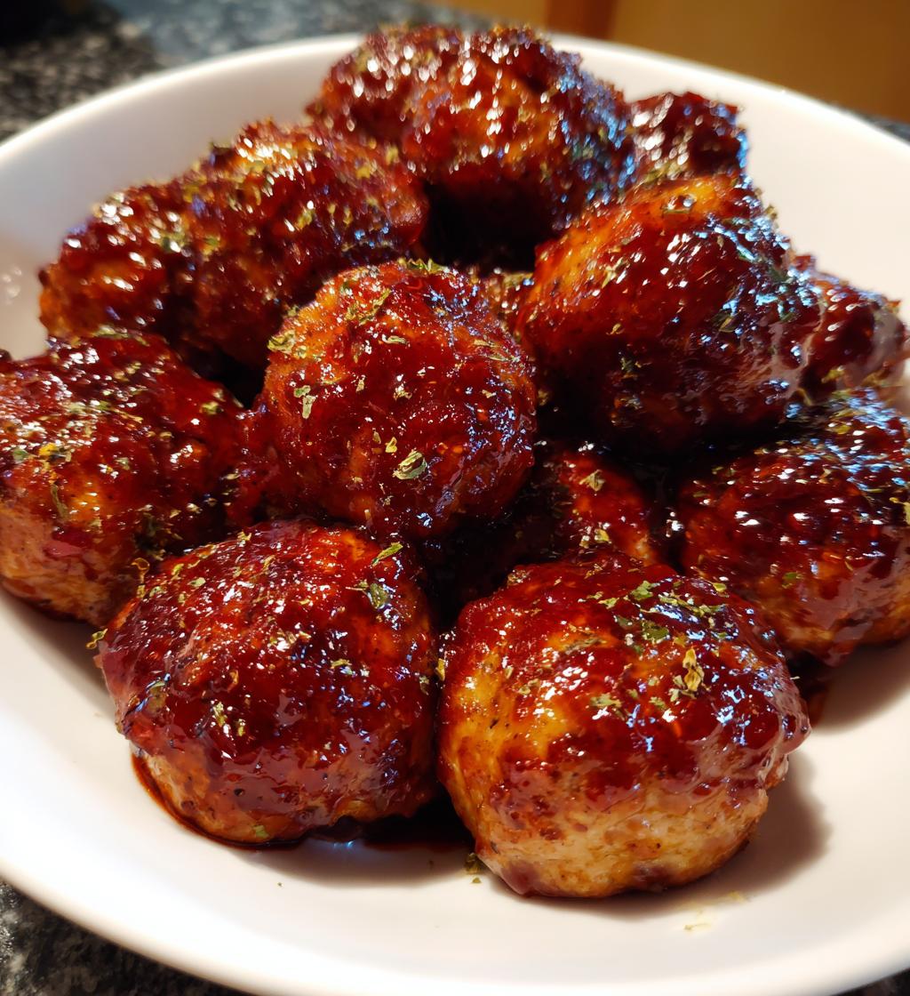Cranberry Orange Chicken Meatballs in Sticky Sauce