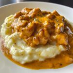 Creamy Garlic Mashed Potatoes with Butter Chicken