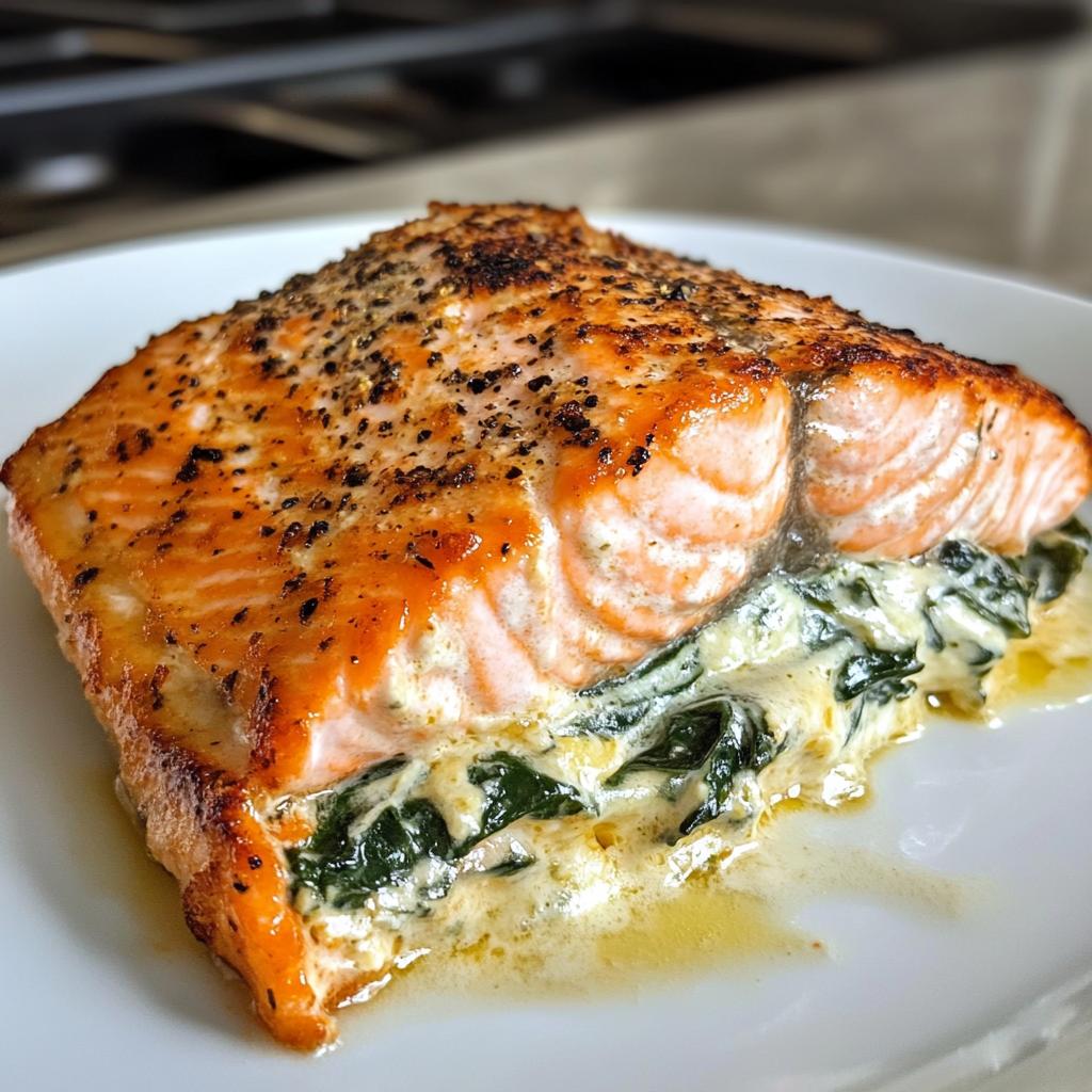 30-Minute Creamy Spinach Stuffed Salmon – Irresistible &amp; Easy