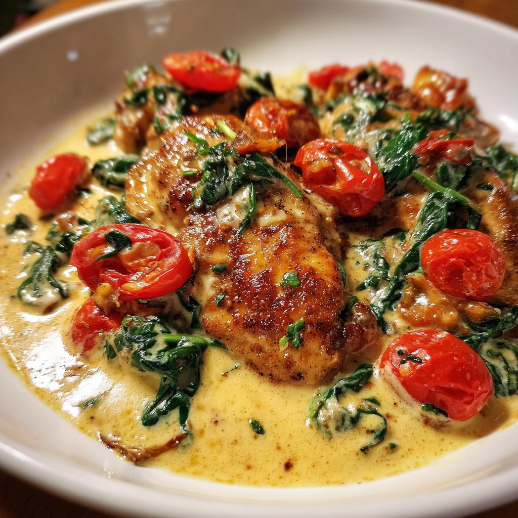Creamy Tuscan Chicken with Spinach & Tomatoes