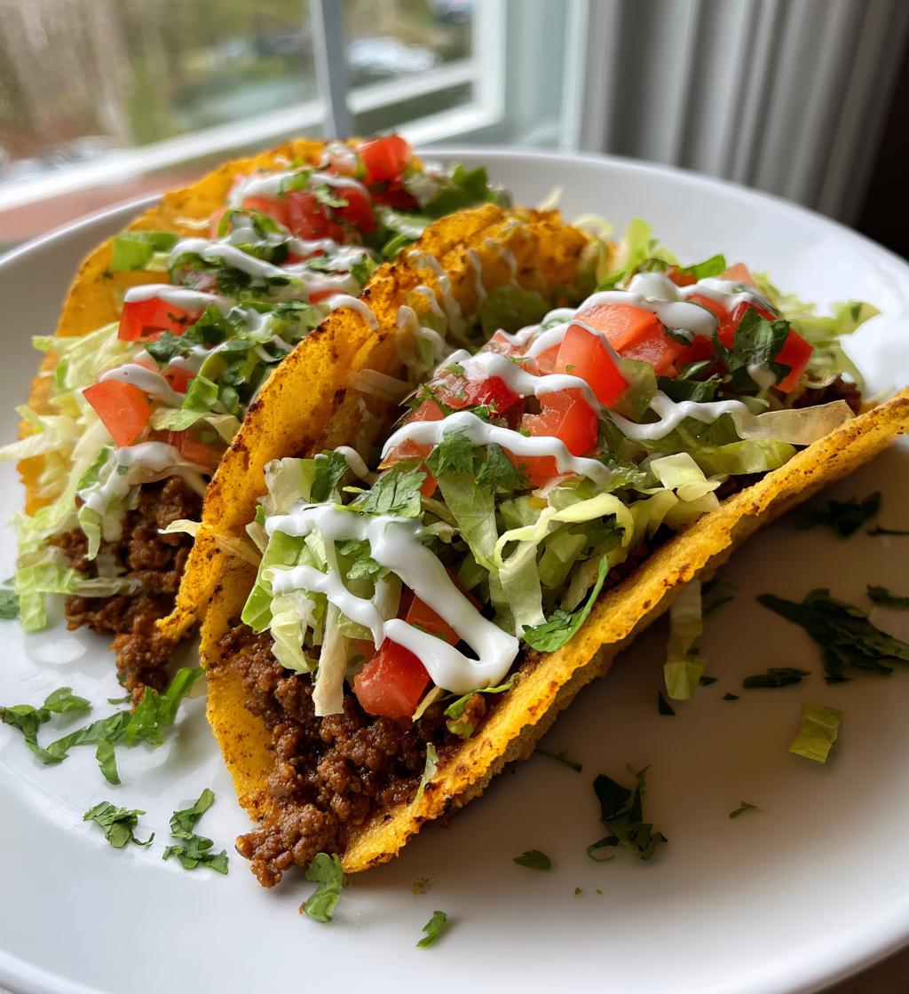 Crispy Beef Tacos with Lime Crema