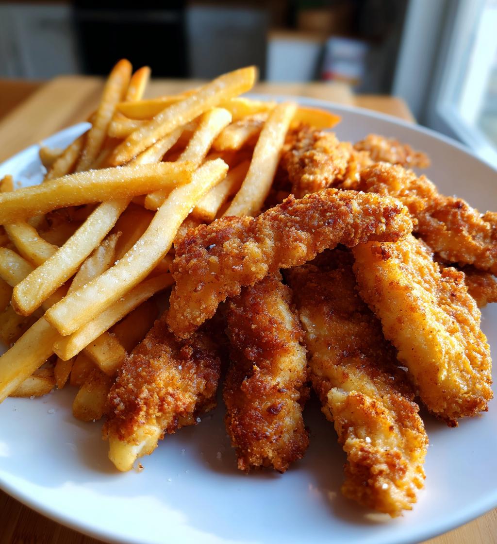 Crispy Chicken Strips with Golden French Fries