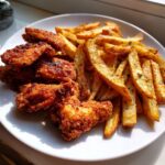 Crispy Fried Chicken Wings with Seasoned Potato Fries