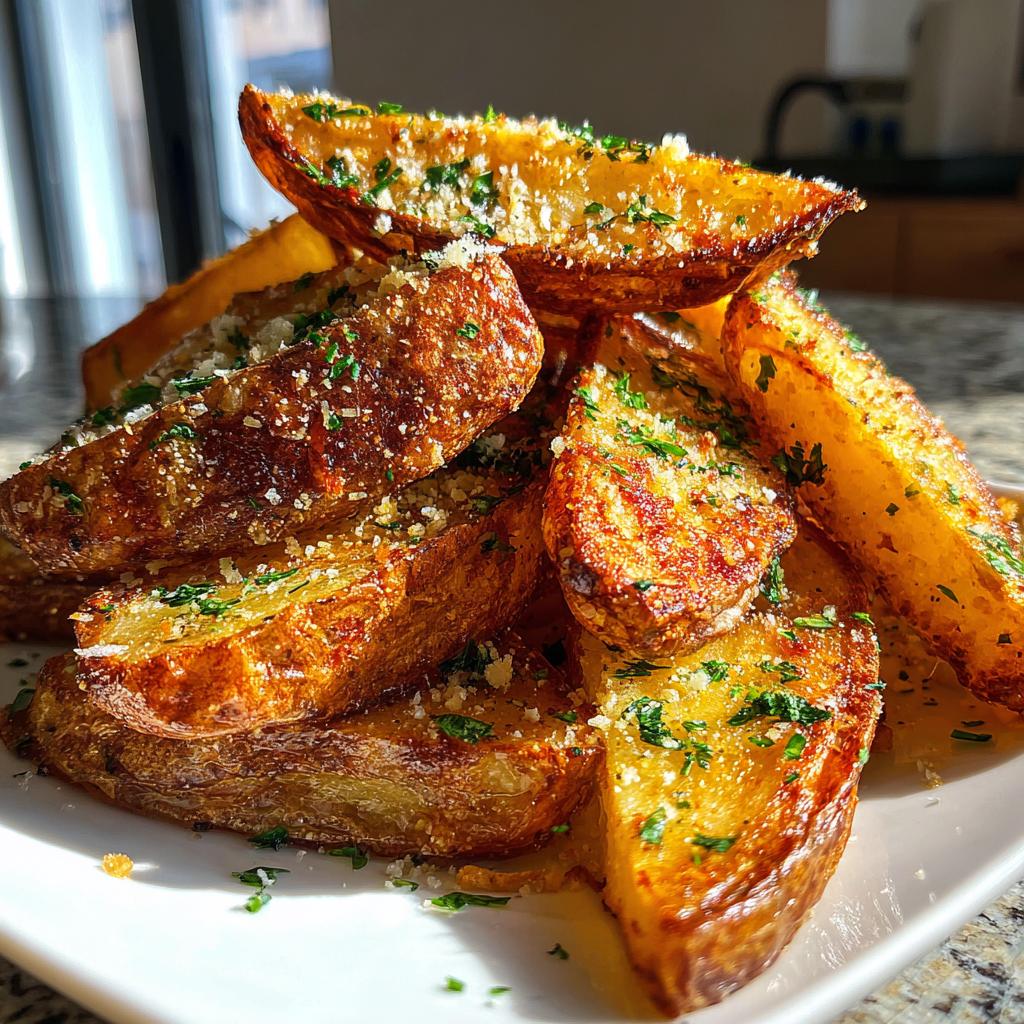 Crispy Garlic Parmesan Potato Wedges