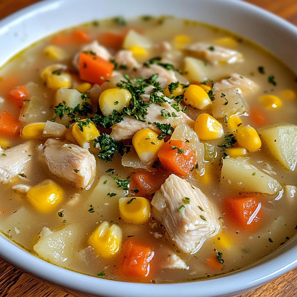 Delicious Chicken Soup with Corn and Potatoes