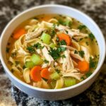 Delicious Chicken Soup with Noodles and Vegetables